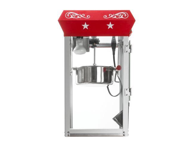 Olde Midway Bar Style Popcorn Machine Maker Popper with 8-Ounce Kettle - Red