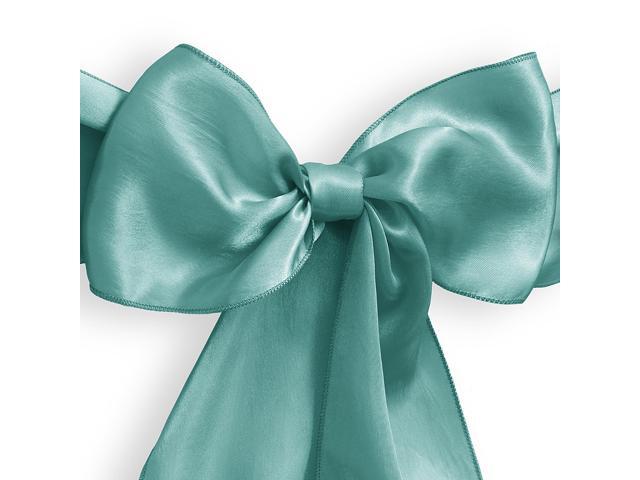 Lann's Linens - 100 Elegant Satin Wedding/Party Chair Cover Sashes/Bows - Ribbon Tie Back Sash - Turquoise