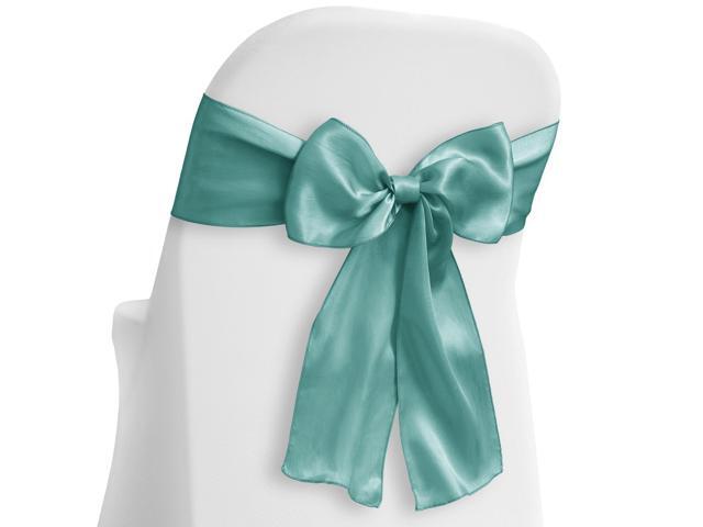 Lann's Linens - 100 Elegant Satin Wedding/Party Chair Cover Sashes/Bows - Ribbon Tie Back Sash - Turquoise