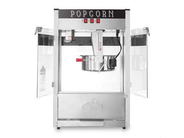 Olde Midway Commercial Popcorn Machine Maker Popper with Extra Large 16-Ounce Kettle - Black