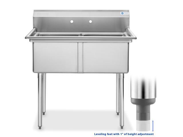 GRIDMANN 2 Compartment Commercial Stainless Steel Utility Sink, NSF Certified Kitchen Prep Sink for Restaurant, Laundry, Garage