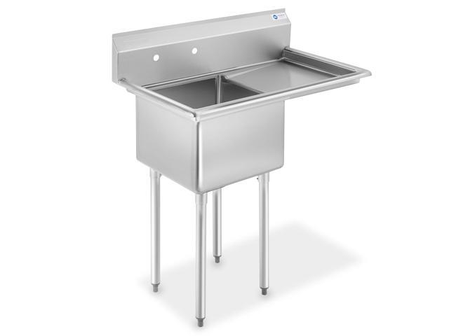 Photos - Kitchen Sink GRIDMANN Stainless Steel 1 Compartment Utility Sink with Right Drainboard,