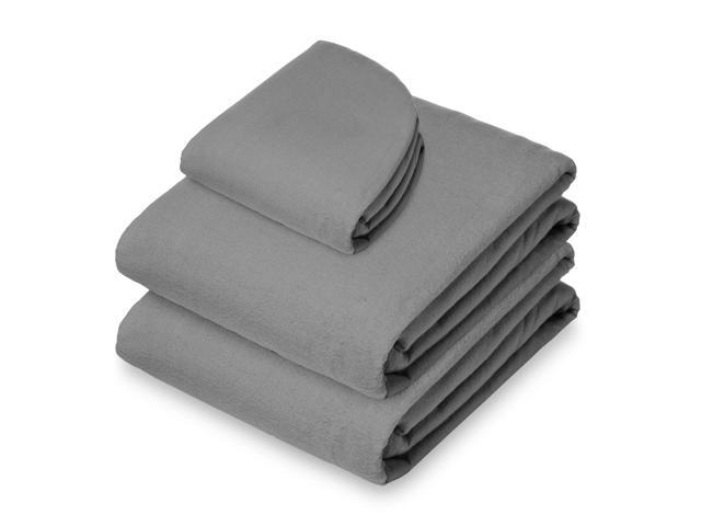 Saloniture 3-Piece Flannel Massage Table Sheet Set - Soft Cotton Facial Bed Cover - Includes Flat and Fitted Sheets with Face Cradle Cover - Gray