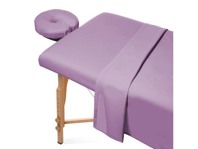 Saloniture 3-Piece Microfiber Massage Table Sheet Set - Premium Facial Bed Cover - Includes Flat and Fitted Sheets with Face Cradle Cover - Lavender
