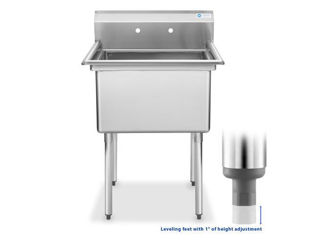 GRIDMANN 30' Wide Stainless Steel Kitchen Prep & Utility Sink, 1 Compartment NSF Commercial Sink with 24' x 24' Bowl for Restaurant, Laundry, Garage