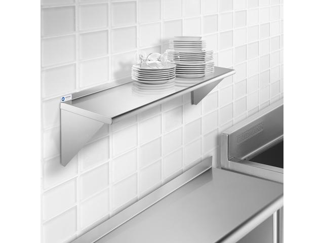 GRIDMANN NSF Stainless Steel 14' x 48' Kitchen Wall Mount Shelf Commercial Restaurant Bar w/ Backsplash