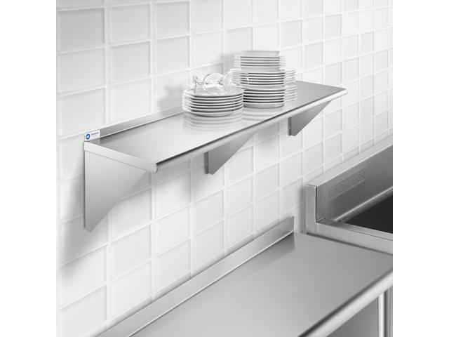 GRIDMANN NSF Stainless Steel 14' x 60' Kitchen Wall Mount Shelf Commercial Restaurant Bar w/ Backsplash