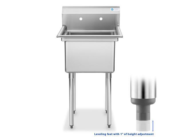 GRIDMANN 23.5' Wide Stainless Steel Kitchen Prep & Utility Sink, 1 Compartment NSF Commercial Sink with 18' x 18' Bowl for Restaurant, Laundry, Garage