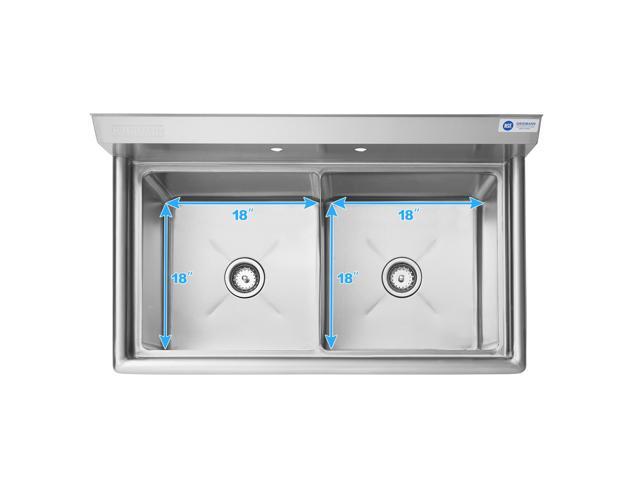 GRIDMANN 2 Compartment Commercial Stainless Steel Utility Sink, NSF Certified Kitchen Prep Sink for Restaurant, Laundry, Garage