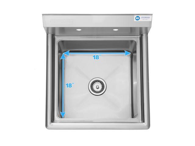 GRIDMANN 23.5' Wide Stainless Steel Kitchen Prep & Utility Sink, 1 Compartment NSF Commercial Sink with 18' x 18' Bowl for Restaurant, Laundry, Garage