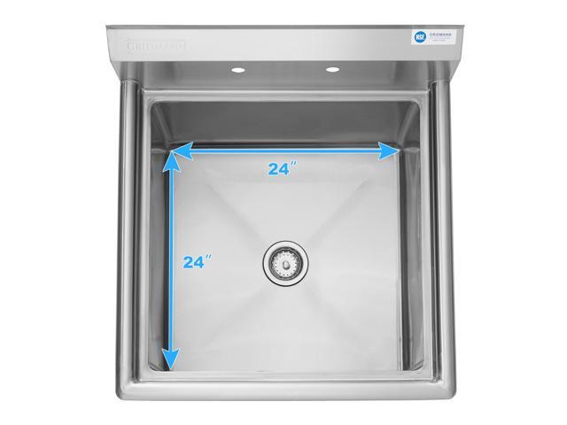 GRIDMANN 30' Wide Stainless Steel Kitchen Prep & Utility Sink, 1 Compartment NSF Commercial Sink with 24' x 24' Bowl for Restaurant, Laundry, Garage