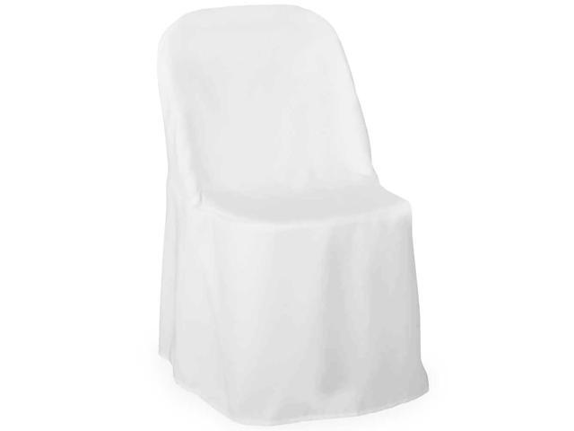 Lann's Linens 10 pcs White Polyester Folding Chair Covers for Wedding, Party, and Banquet - Elegant Cloth Slipcovers