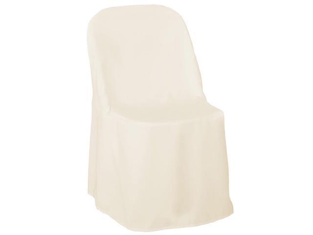 Lann's Linens 100 pcs Ivory Polyester Folding Chair Covers for Wedding, Party, and Banquet - Elegant Cloth Slipcovers