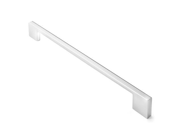 Cauldham 10 Pack Solid Kitchen Cabinet Pulls Handles (9' Hole Centers) - Modern Thin Profile Drawer/Door Hardware - Style M255 - Polished Chrome