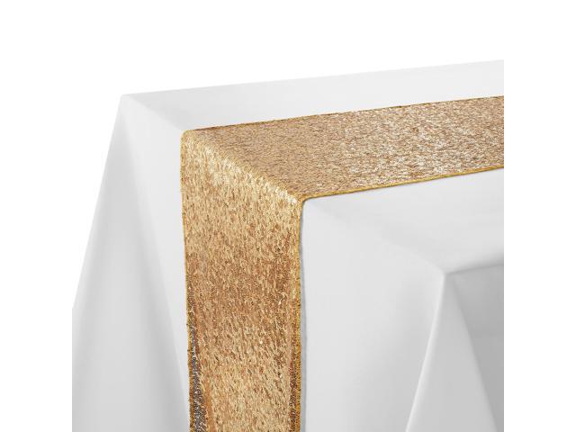 Lann's Linens 12' x 72' Gold Sequin Table Runner, Sparkly Tablecloth Cover for Wedding, Party, Banquet