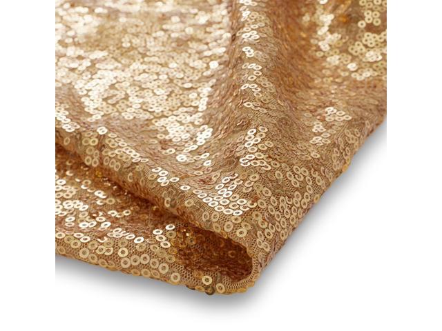 Lann's Linens 12' x 72' Gold Sequin Table Runner, Sparkly Tablecloth Cover for Wedding, Party, Banquet