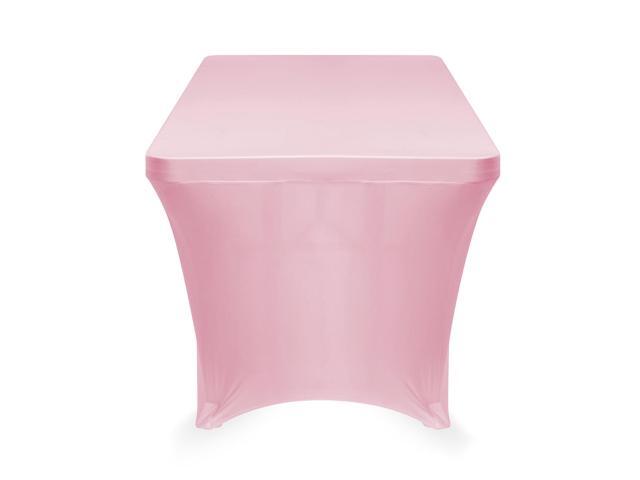 Lann's Linens - 4' Fitted Stretch Tablecloth for 48' x 24' Rectangular Table - Wedding / Banquet / Trade Show - Spandex Cloth Fabric Cover - Pink