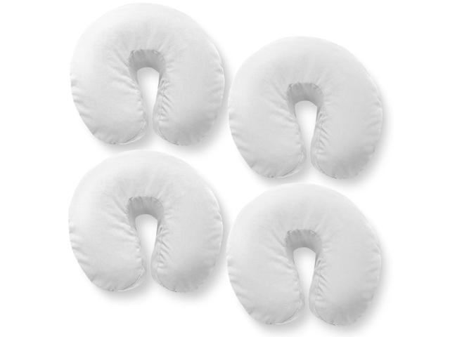 Saloniture 4-Pack Premium 100% Cotton Flannel Face Cradle Covers - Soft Cotton Fitted Massage Table Cradle Cover - White