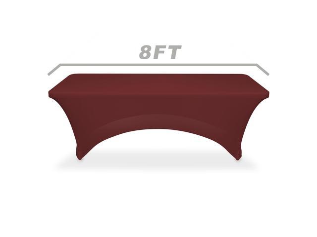 Lann's Linens - 8' Fitted Stretch Tablecloth for 96' x 30' Rectangular Table - Wedding / Banquet / Trade Show - Spandex Cloth Fabric Cover - Burgundy