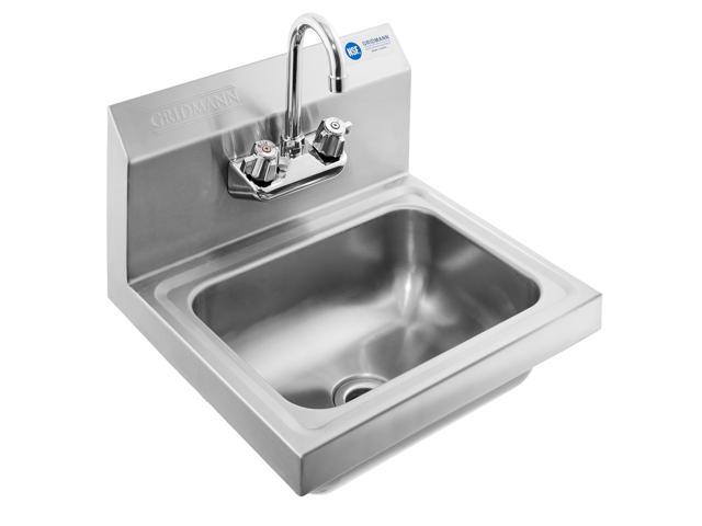 Photos - Kitchen Sink GRIDMANN Commercial NSF Stainless Steel Sink Wall Mount Hand Washing Basin
