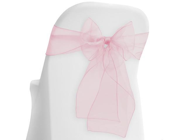 Lann's Linens - 10 Elegant Organza Wedding/Party Chair Cover Sashes/Bows - Ribbon Tie Back Sash - Pink