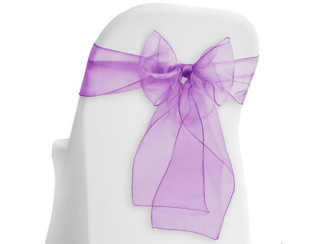 Lann's Linens - 100 Elegant Organza Wedding/Party Chair Cover Sashes/Bows - Ribbon Tie Back Sash - Purple