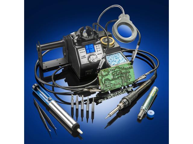 X-Tronic 3060-PRO-ST-ACC - 75W Soldering Iron Station - 5 Extra Tips, 2 LED Displays, Sleep Func, C/F, 3 Temp Presets, Mag Lamp, 4 Helping Hands,...