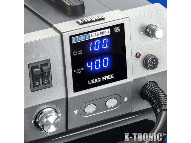 X-Tronic 4040-PRO-X ? Platinum Series ? 750 Watt Hot Air Rework Soldering Iron Station ? Brushless DC Vortex Blower Air System ? C/F Conversion,...