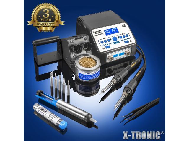 X-Tronic 8010-XTS - Dual Soldering Iron Station ? ESD Safe ? 5 Solder Tips ? 6 Temperature Presets (3 for each Iron) ? Auto Shut Down Function ?...