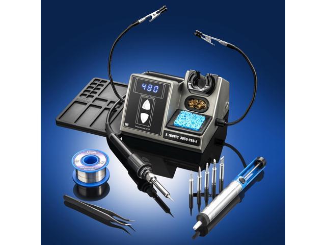 X-Tronic Model 3050-PRO-X Digital LED Soldering Iron Station with 2 Convenient Helping Hands, 1-30 Minute Sleep Function, C/F Programmable, Solder...