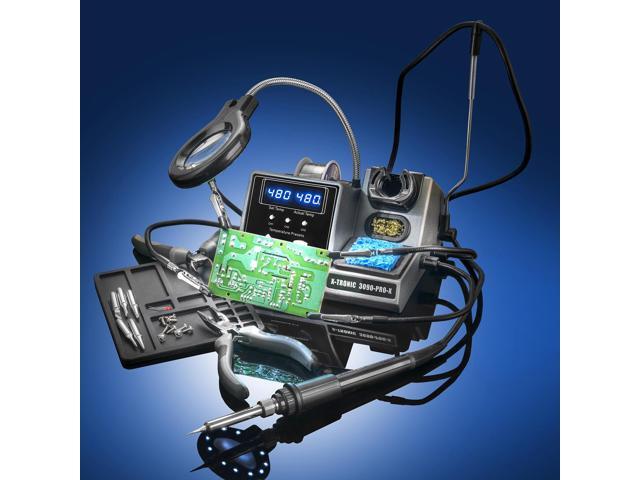 X-Tronic 3090-PRO-X 75 W Soldering Iron Station 5 Extra Tips, 2 LED Displays, Sleep Func, C/F, 3 Temp Presets, Mini Mag Lamp, 4 Helping Hands,...
