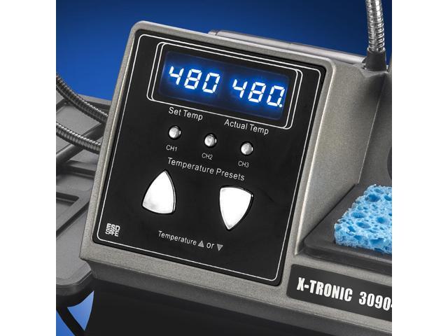 X-Tronic 3090-PRO-X 75 W Soldering Iron Station 5 Extra Tips, 2 LED Displays, Sleep Func, C/F, 3 Temp Presets, Mini Mag Lamp, 4 Helping Hands,...
