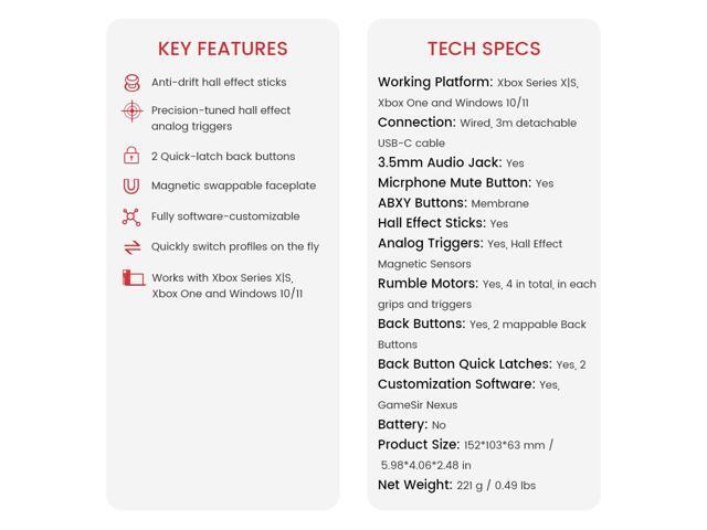 GameSir - G7 SE Wired Controller for Xbox Series X|S|One, Windows 10/11, Plug & Play with Hall Effect Joysticks & Trigger, 3.5mm - White - image 7