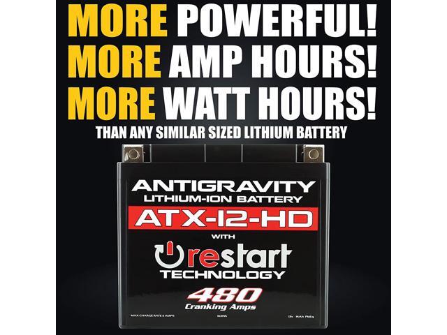 Antigravity ATX12-HD. Heavy Duty Lithium Motorcycle and Powersport Battery with Built in Jump Starting, 8Ah, ATV, Quad, UTV, Scooter, Lawn Mower,...