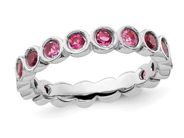 7/8 Carat (ctw) Pink Tourmaline Ring Band in Sterling Silver