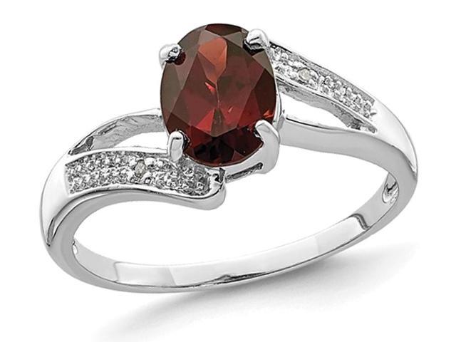 1.30 Carat (ctw) Garnet Oval Cut Ring in Sterling Silver