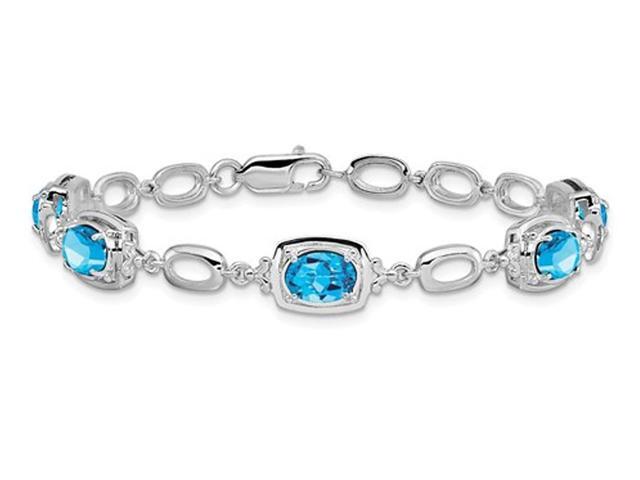 9/10 Carat Swiss Blue Topaz Link Bracelet in Sterling Silver