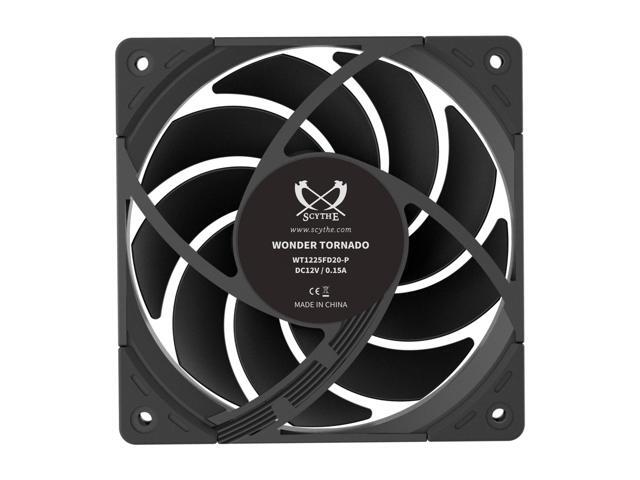 Scythe Wonder Tornado 120mm Quiet PC Computer Case Fan, PWM 350-2000 RPM, High-Performance CPU Cooling Fan, 4-Pin Connector, Black, Single Pack