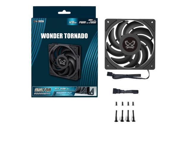 Scythe Wonder Tornado 120 PWN - 2500 RPM, 120mm x 25mm High-Performance Computer Case Fan, Fluid Dynamic Bearing, 4-Pin Connector, Single Pack, Black