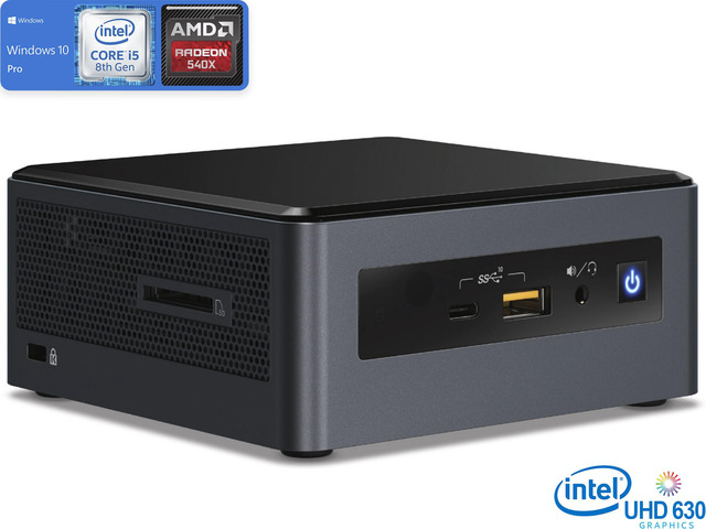 Intel NUC8i5INHJA Mini PC, Intel Core i5-8265U Upto 3.9GHz, 8GB RAM, 128GB NVMe SSD + 500GB HDD, AMD Radeon 540X, HDMI, Mini DisplayPort, Card...