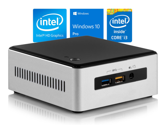Intel NUC5i3RYH Mini PC, Intel Core i3-5005U 2.0GHz, 8GB RAM, 128GB NVMe SSD + 1TB HDD, Mini DisplayPort, Mini HDMI, Wi-Fi, Bluetooth, Windows 10 Pro
