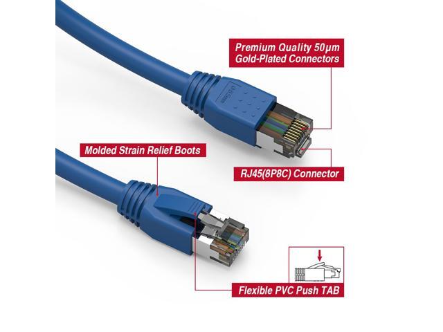 Fuji Labs 50Ft Cat.8 S/FTP Ethernet Network Cable 2GHz 40G (Blue)