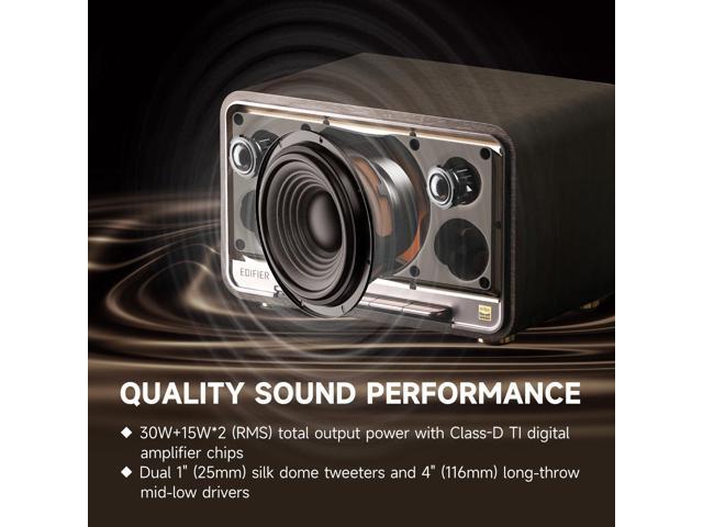 Edifier - D32 Portable Bluetooth 5.3 Wireless Speaker with Apple AirPlay High Resolution Audio and 11 Hour Battery Life - Black Walnut - image 3