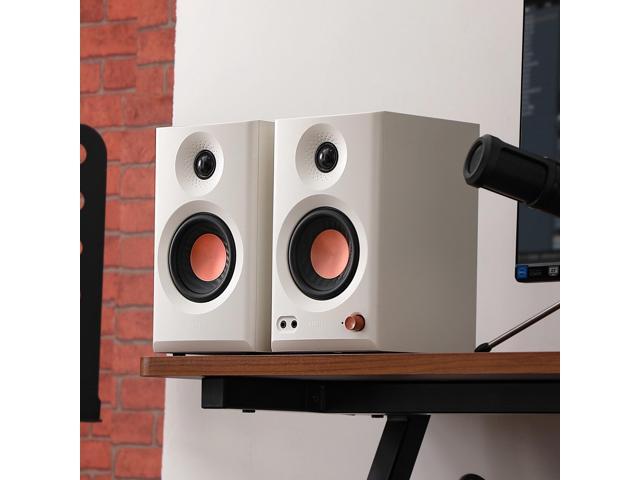 Edifier - MR3 Active Bookshelf Speakers, Computer Speakers - Bluetooth and Optical Input - 2.0 Studio Monitor Speaker (Pair) - White - image 5