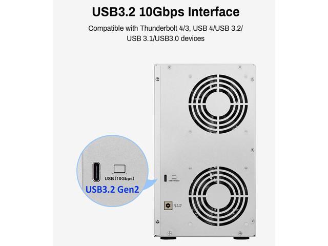 TERRAMASTER D6-320 External Hard Drive Enclosure - USB 3.2 Gen2 10Gbps Type-C HDD Storage Hot Swappable Plug and Play (Diskless)