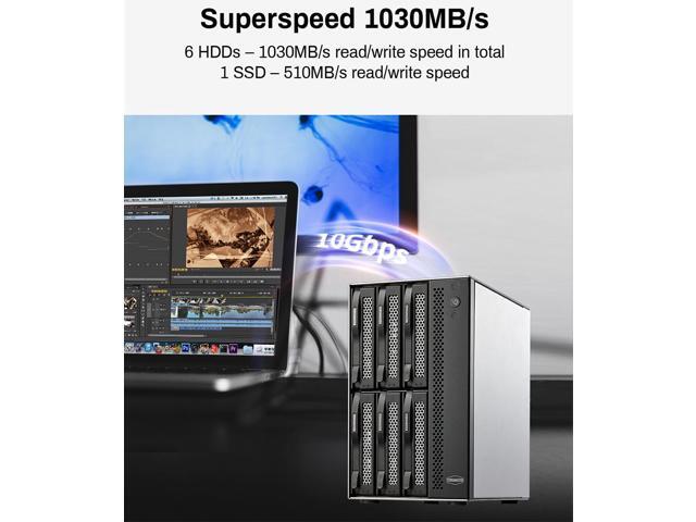 TERRAMASTER D6-320 External Hard Drive Enclosure - USB 3.2 Gen2 10Gbps Type-C HDD Storage Hot Swappable Plug and Play (Diskless)