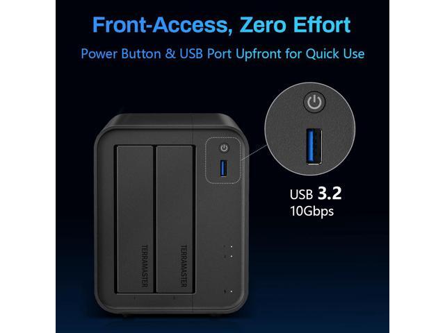TERRAMASTER F2-425 2-Bay NAS Storage - Intel x86 Quad-Core CPU, 4GB RAM, 2.5GbE LAN, Network Attached Storage Multimedia Server for Home Users...
