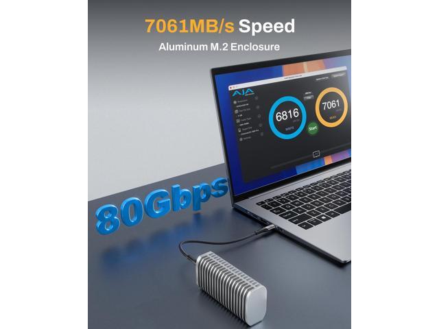TERRAMASTER D1 SSD Pro 80Gbps M.2 NVMe SSD Enclosure, up to 7061MB/s, All-Aluminum Case with Efficient Cooling, Zero Noise, Compatible with USB...