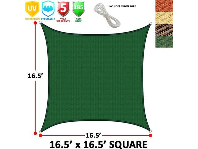 Modern Home Sail Shade Square - 16.5' x 16.5' UV Sun Blocking Canopy (Green)