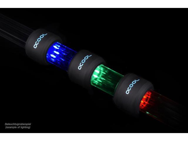 Alphacool Aurora HardTube LED Ring for 13mm OD Tubing, Deep Black, RGB LEDs